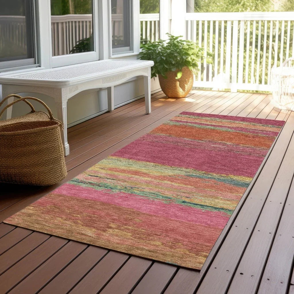 LOOMLAN Rugs Karvoun Pink Washable Indoor-Outdoor Rug