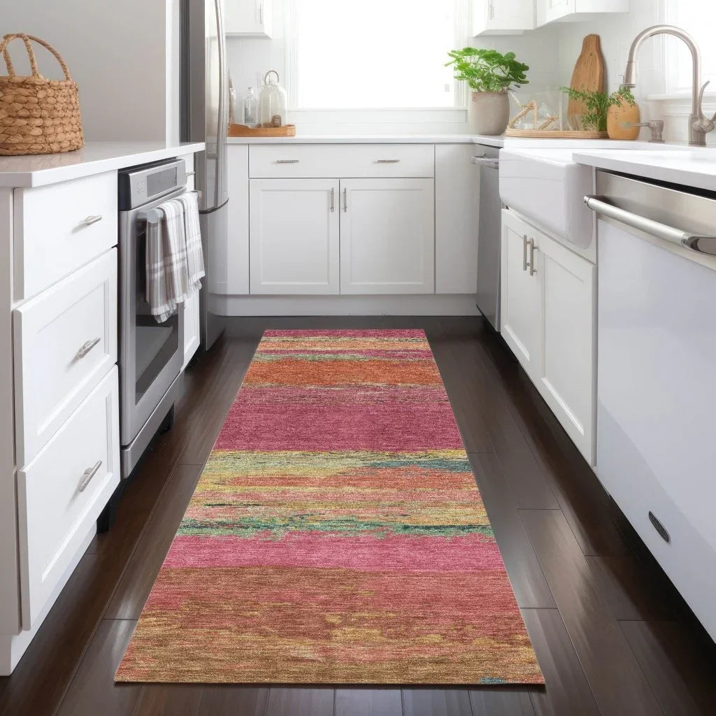 LOOMLAN Rugs Karvoun Pink Washable Indoor-Outdoor Rug