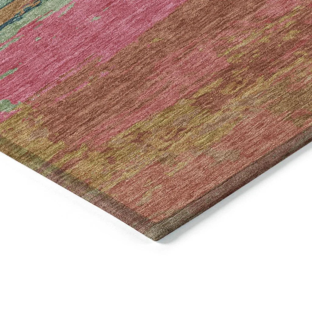 LOOMLAN Rugs Karvoun Pink Washable Indoor-Outdoor Rug