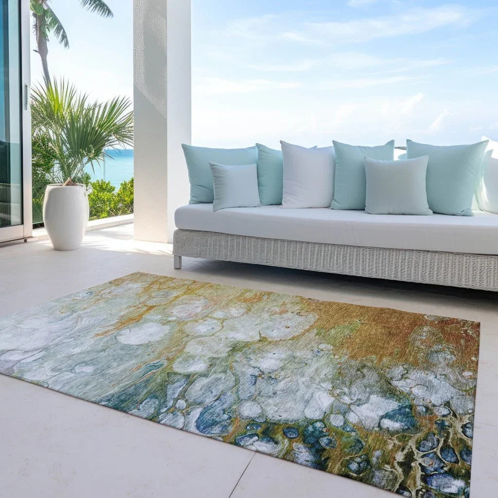 LOOMLAN Rugs Kashava Orange Washable Indoor-Outdoor Rug