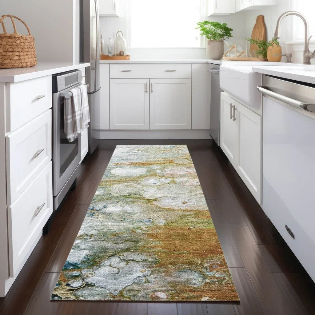 LOOMLAN Rugs Kashava Orange Washable Indoor-Outdoor Rug