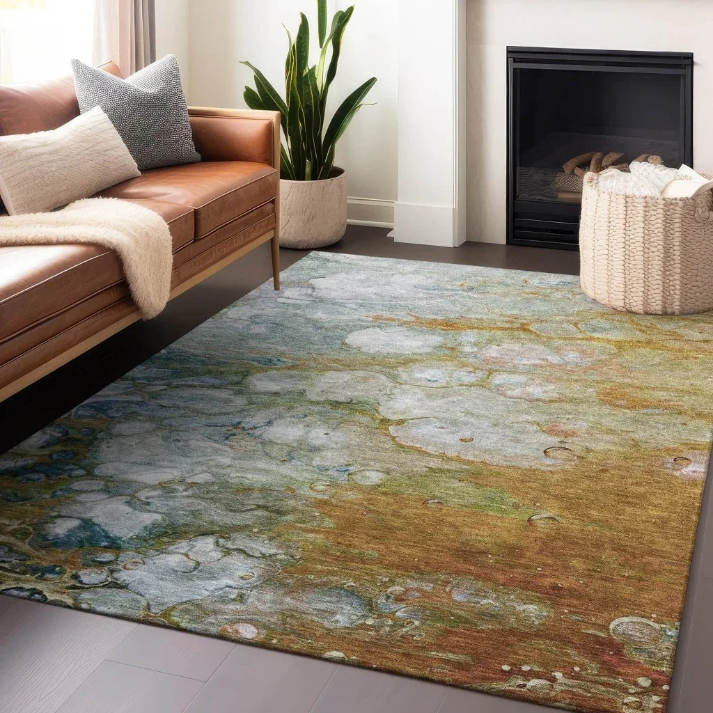 LOOMLAN Rugs Kashava Orange Washable Indoor-Outdoor Rug