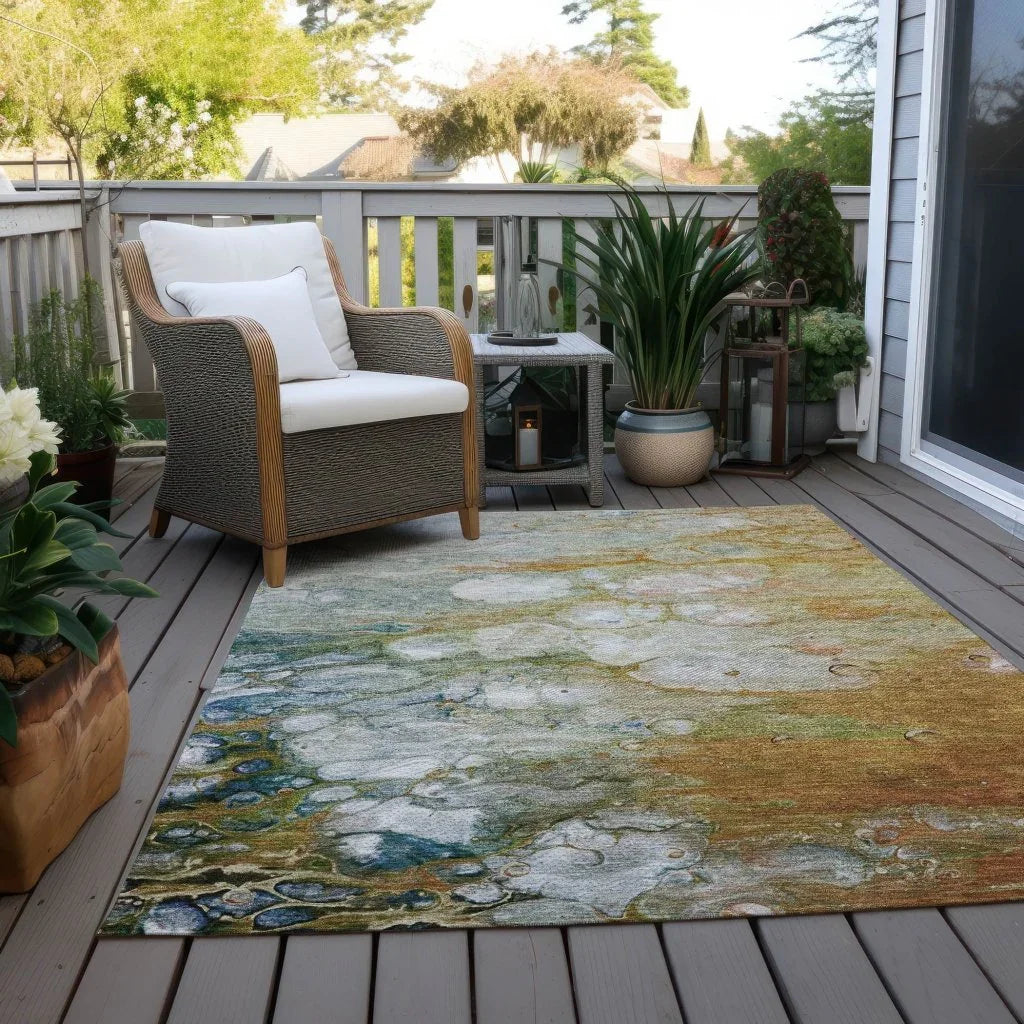LOOMLAN Rugs Kashava Orange Washable Indoor-Outdoor Rug