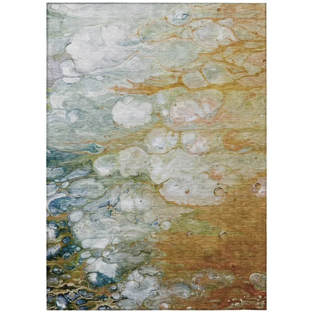 LOOMLAN Rugs Kashava Orange Washable Indoor-Outdoor Rug