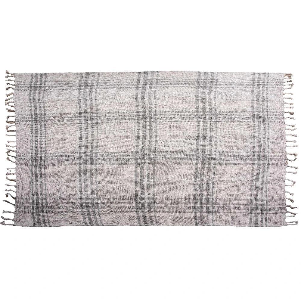 LOOMLAN Kay Grey Plaid Outdoor Throw Blanket