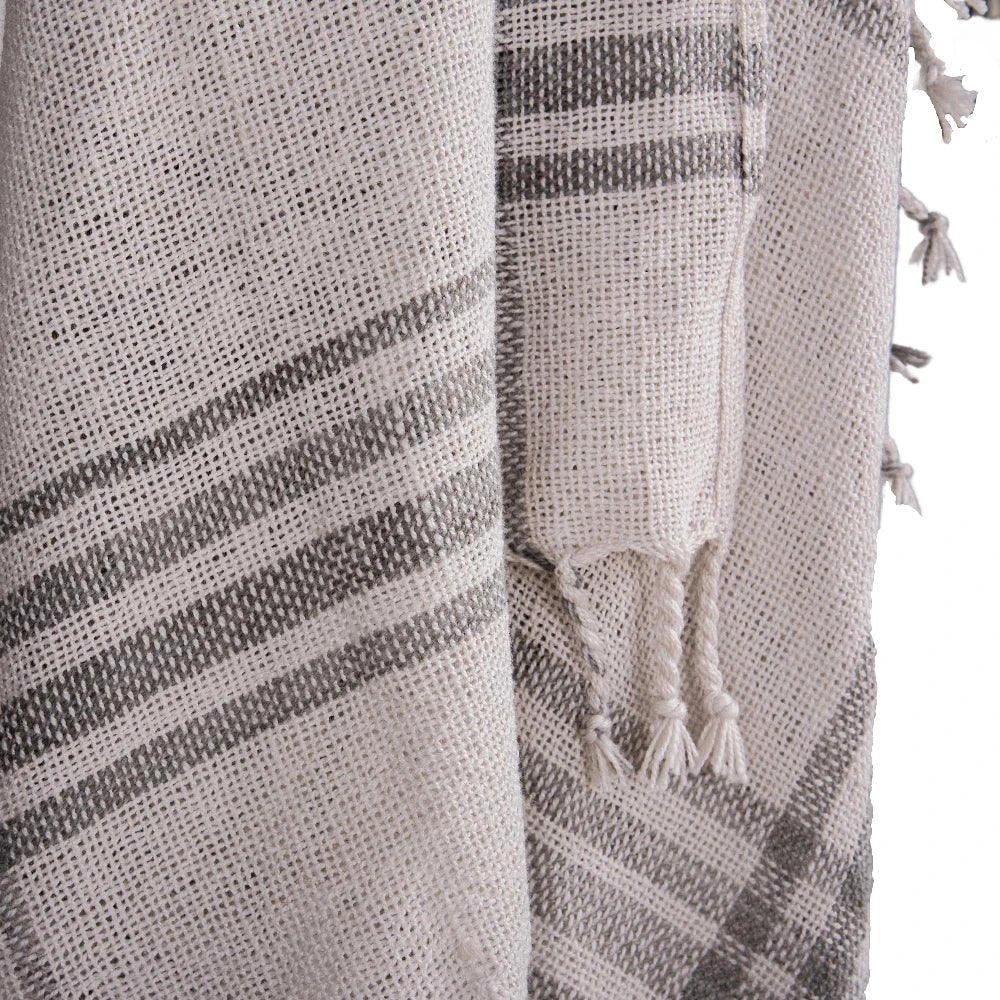 LOOMLAN Kay Grey Plaid Outdoor Throw Blanket