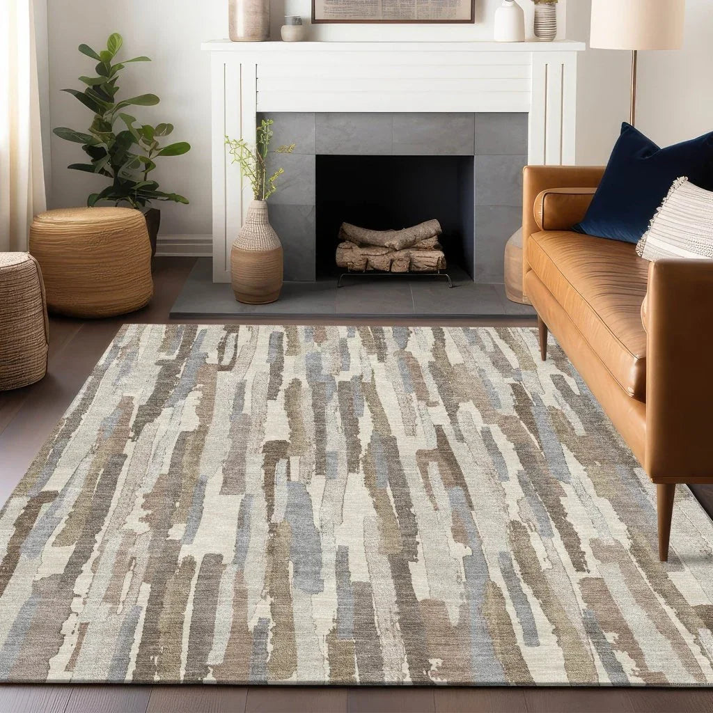 LOOMLAN Rugs Kember Ivory Washable Indoor-Outdoor Rug