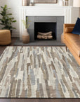 LOOMLAN Rugs Kember Ivory Washable Indoor-Outdoor Rug