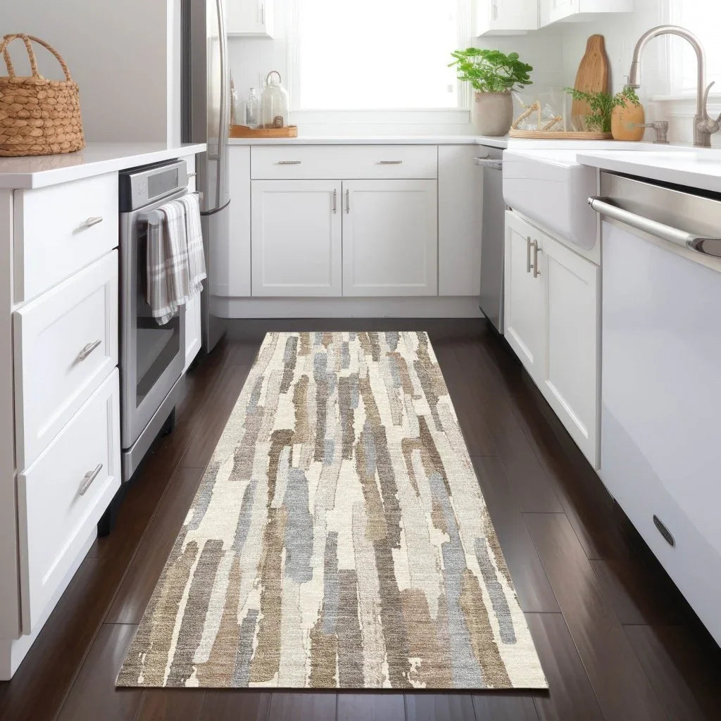 LOOMLAN Rugs Kember Ivory Washable Indoor-Outdoor Rug