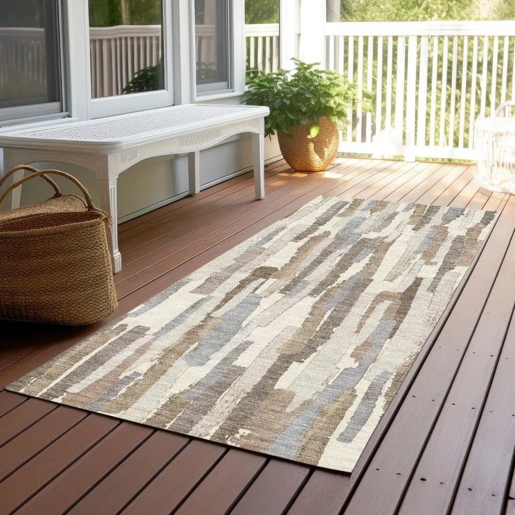 LOOMLAN Rugs Kember Ivory Washable Indoor-Outdoor Rug