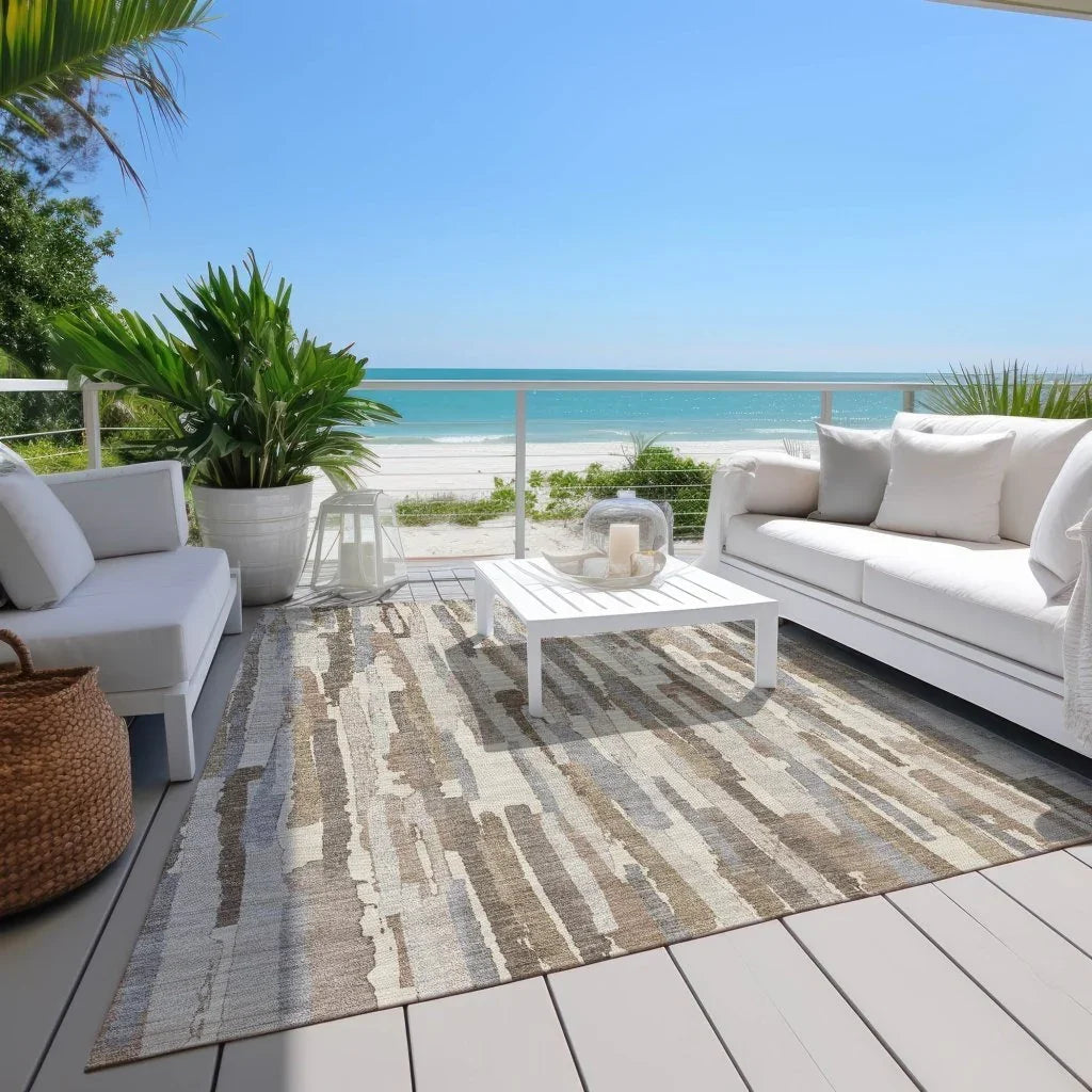 LOOMLAN Rugs Kember Ivory Washable Indoor-Outdoor Rug