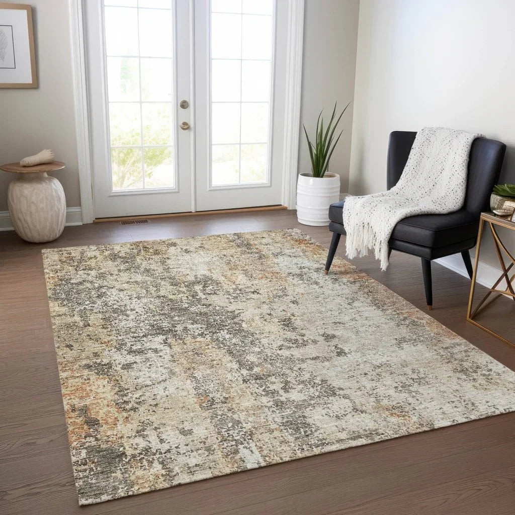 LOOMLAN Rugs Kheira Orange Washable Indoor-Outdoor Rug