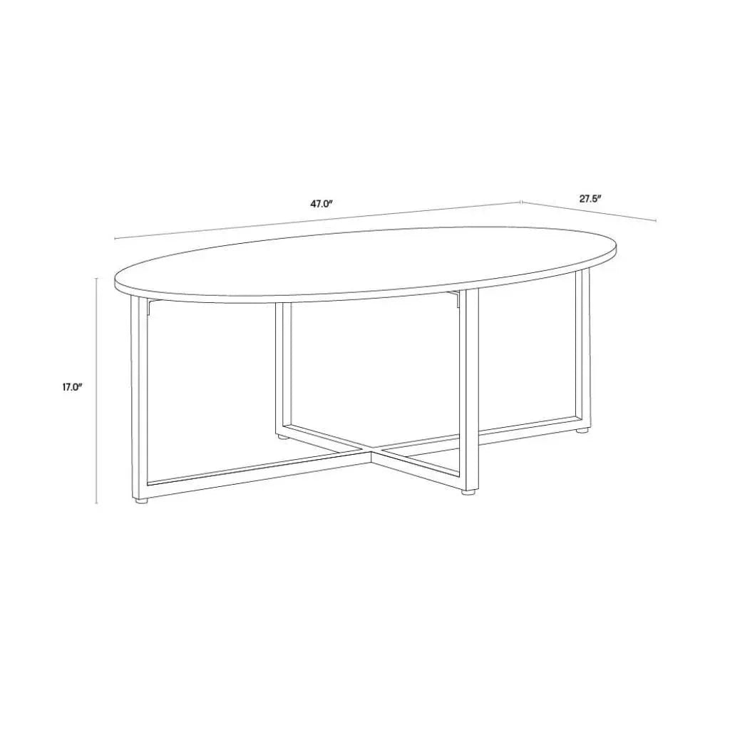 Kiara Marble Top Oval Outdoor Coffee Table-Outdoor Coffee Tables-SUNPAN-LOOMLAN
