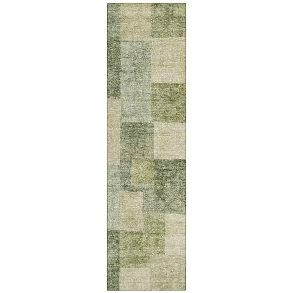 LOOMLAN Rugs Kiva Green Washable Indoor-Outdoor Rug