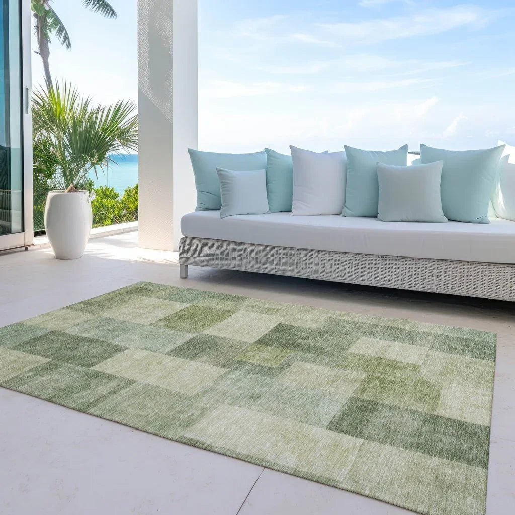 LOOMLAN Rugs Kiva Green Washable Indoor-Outdoor Rug