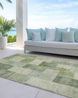 LOOMLAN Rugs Kiva Green Washable Indoor-Outdoor Rug