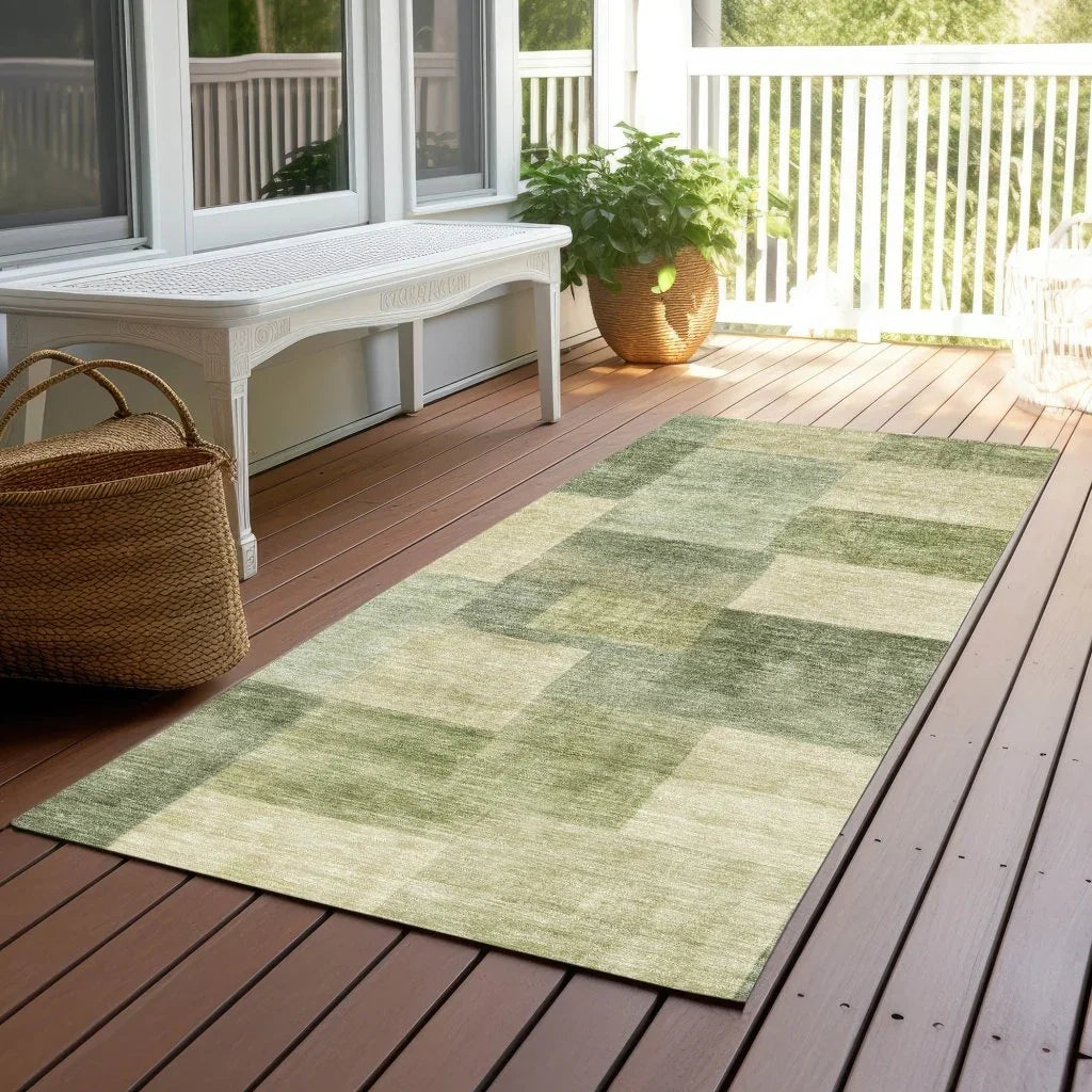 LOOMLAN Rugs Kiva Green Washable Indoor-Outdoor Rug