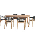 Klint 7PC Outdoor Dining Set Stacking Armchairs - LOOMLAN - HiTeak - Outdoor Dining Sets