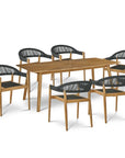 Klint Teak Patio Rectangular Dining Set 7PC - LOOMLAN - HiTeak - Outdoor Dining Sets