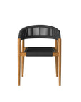 Klint Teak Stackable Rope Patio Dining Armchair 4PC - LOOMLAN - HiTeak - Outdoor Dining Chairs