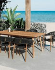 Klint Teak Stackable Rope Patio Dining Armchair 4PC - LOOMLAN - HiTeak - Outdoor Dining Chairs