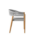 Klint Teak Stackable Rope Patio Dining Armchair 4PC - LOOMLAN - HiTeak - Outdoor Dining Chairs