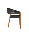 Klint Teak Stackable Rope Patio Dining Armchair 4PC - LOOMLAN - HiTeak - Outdoor Dining Chairs