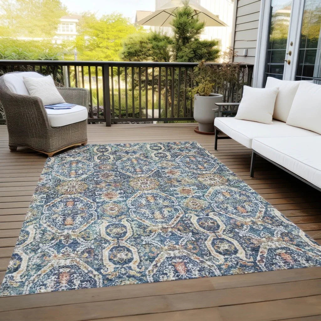 LOOMLAN Rugs Knotra Blue Washable Indoor-Outdoor Rug