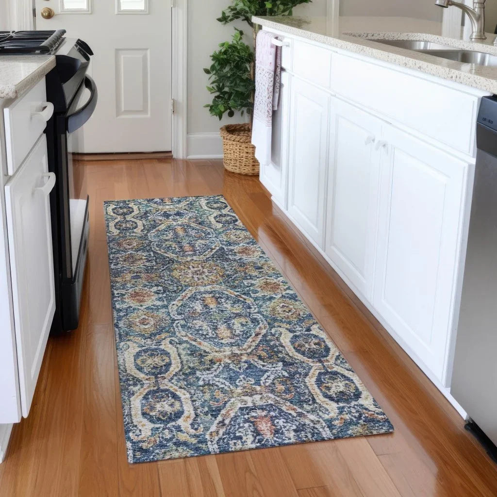 LOOMLAN Rugs Knotra Blue Washable Indoor-Outdoor Rug