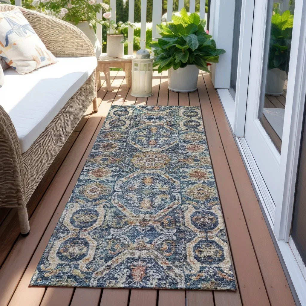 LOOMLAN Rugs Knotra Blue Washable Indoor-Outdoor Rug