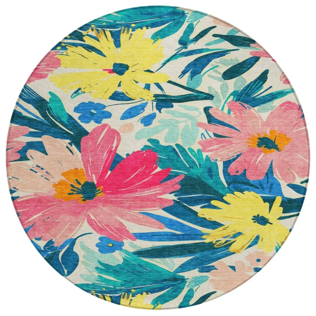 LOOMLAN Rugs Knottia Pink Washable Indoor-Outdoor Rug