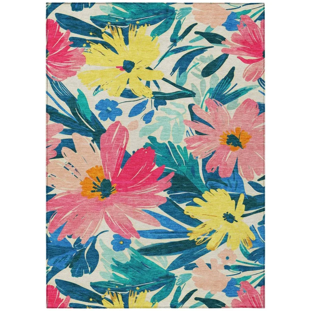 LOOMLAN Rugs Knottia Pink Washable Indoor-Outdoor Rug