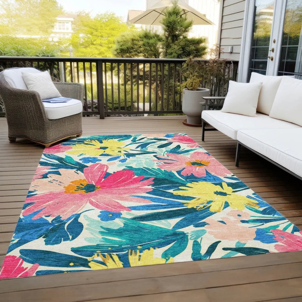 LOOMLAN Rugs Knottia Pink Washable Indoor-Outdoor Rug
