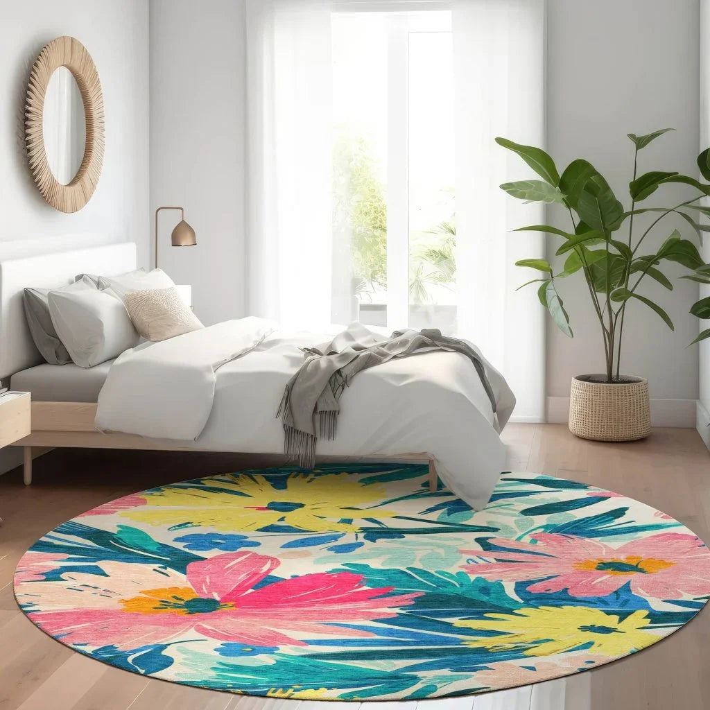 LOOMLAN Rugs Knottia Pink Washable Indoor-Outdoor Rug