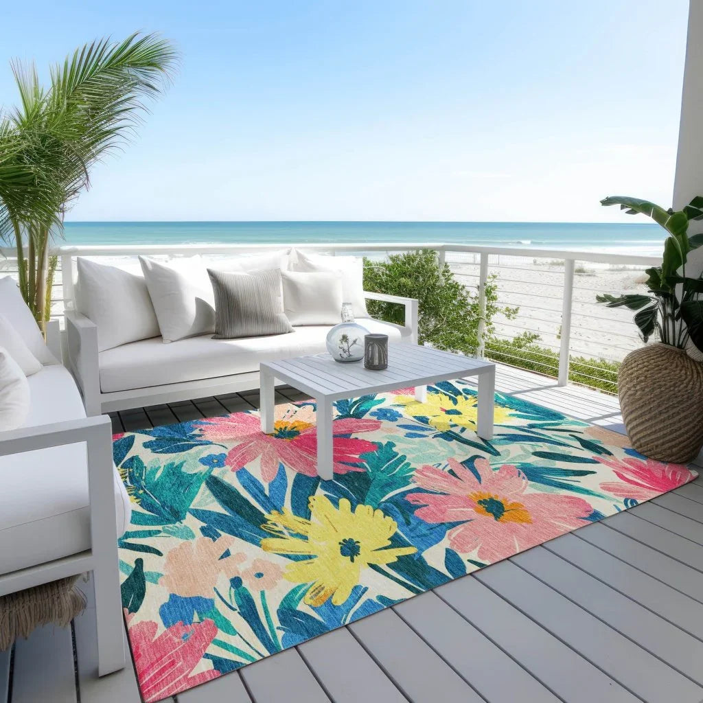 LOOMLAN Rugs Knottia Pink Washable Indoor-Outdoor Rug