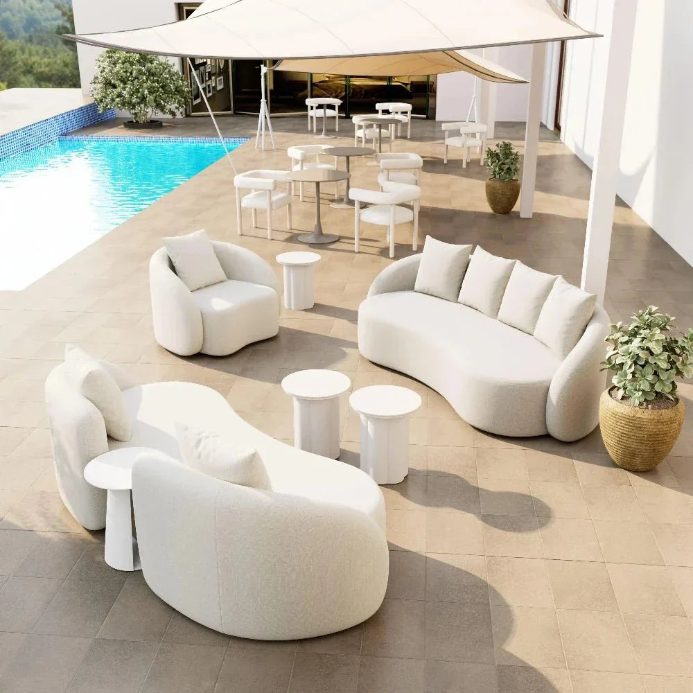 Kogur Aluminum White Round Side Table - LOOMLAN - Zuo Modern - Outdoor Side Tables