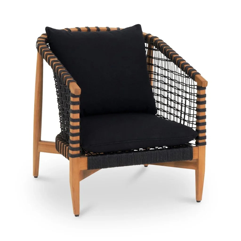 Kuna Black Teak Frame Outdoor Lounge Chair - LOOMLAN - Moe's Home - Outdoor Lounge Chairs