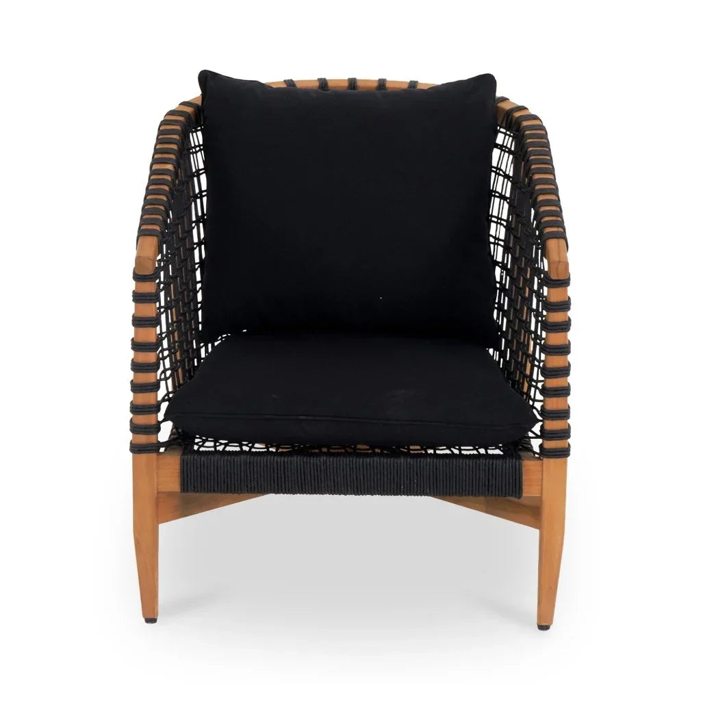 Kuna Black Teak Frame Outdoor Lounge Chair - LOOMLAN - Moe's Home - Outdoor Lounge Chairs