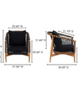 Kuna Black Teak Frame Outdoor Lounge Chair - LOOMLAN - Moe's Home - Outdoor Lounge Chairs