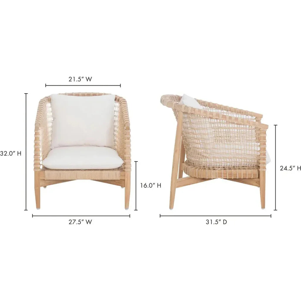 Kuna Teak Lloyd Loom Weave Outdoor Chair - LOOMLAN - Moe's Home - Outdoor Lounge Chairs