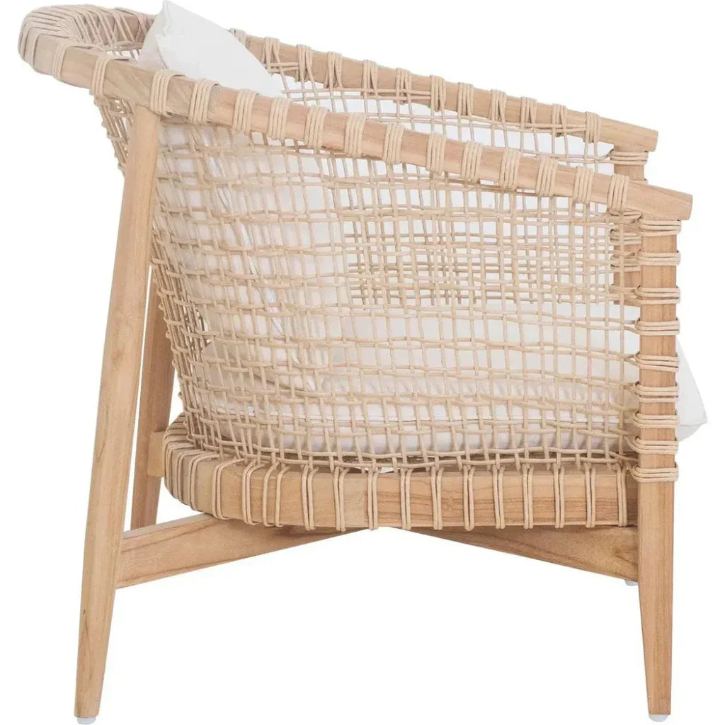 Kuna Teak Lloyd Loom Weave Outdoor Chair - LOOMLAN - Moe's Home - Outdoor Lounge Chairs