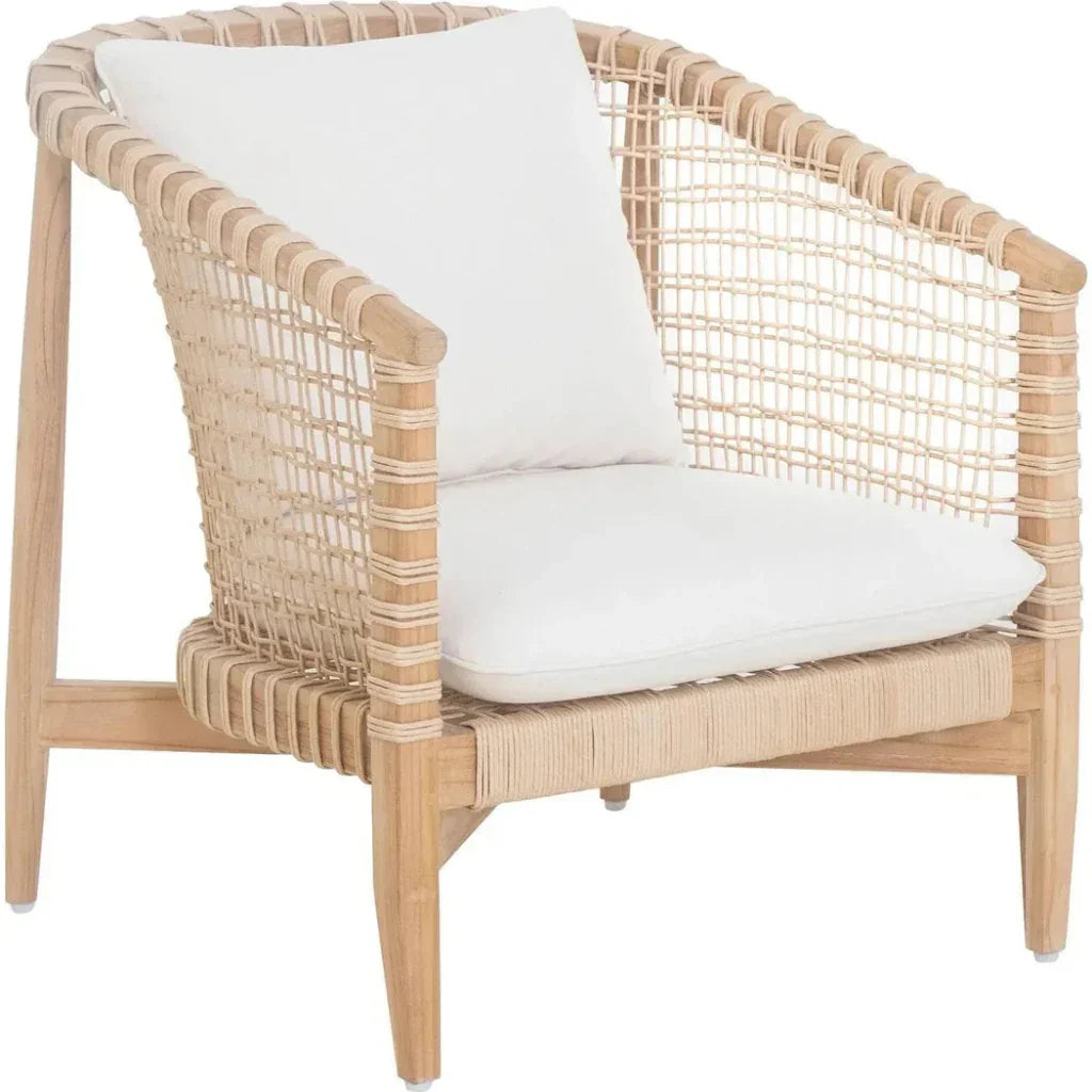 Kuna Teak Lloyd Loom Weave Outdoor Chair - LOOMLAN - Moe's Home - Outdoor Lounge Chairs