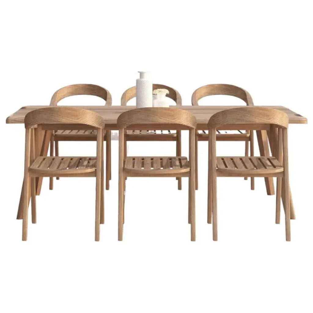 HiTeak La Costa 7PC Outdoor Dining Set Barrel Back Armchairs