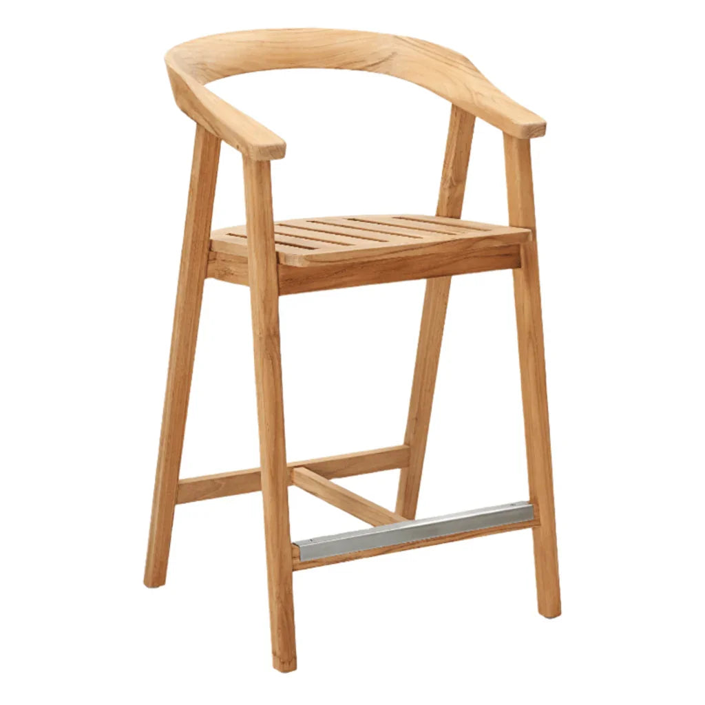 La Costa Patio Barrel Back Counter Height Armchair - LOOMLAN - HiTeak - Outdoor Accent Chairs