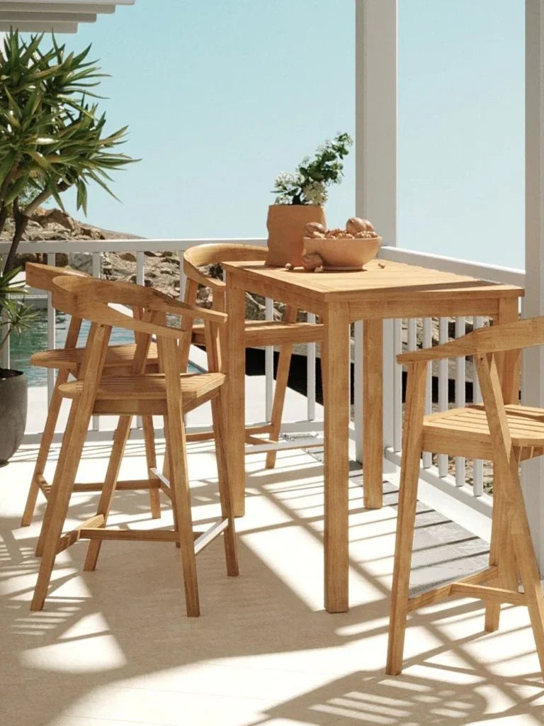 La Costa Patio Barrel Back Counter Height Armchair - LOOMLAN - HiTeak - Outdoor Accent Chairs
