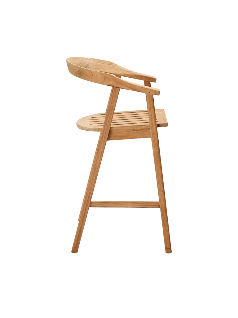 La Costa Teak Patio Barrel Back Bar Armchair - LOOMLAN - HiTeak - Outdoor Accent Chairs