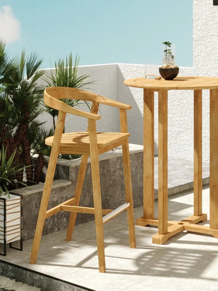 La Costa Teak Patio Barrel Back Bar Armchair - LOOMLAN - HiTeak - Outdoor Accent Chairs