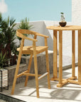 La Costa Teak Patio Barrel Back Bar Armchair - LOOMLAN - HiTeak - Outdoor Accent Chairs