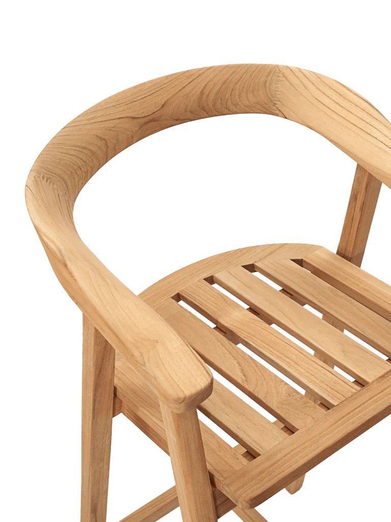 La Costa Teak Patio Barrel Back Bar Armchair - LOOMLAN - HiTeak - Outdoor Accent Chairs