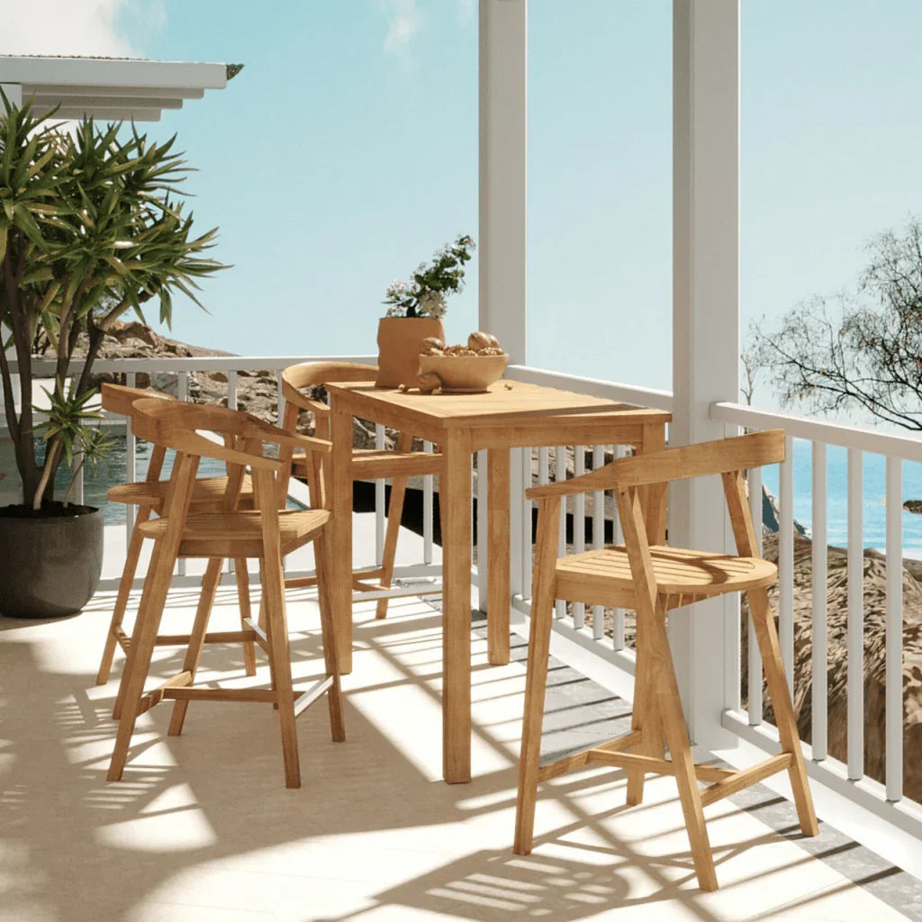 La Costa Teak Patio Counter Height Dining Set 5PC - LOOMLAN - HiTeak - Outdoor Dining Sets